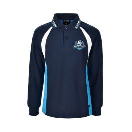 L/S Polo with contrast panels & jacquard collar