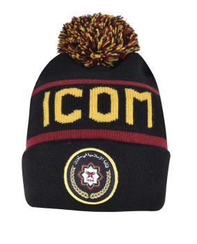 Jacquard Beanie with Pom Pom & Badge - ICOM