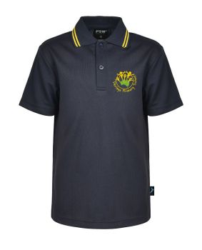 S/S Mesh Polo with Striped Collar