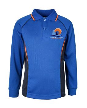 L/S Mesh Polo with Contrast