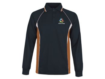 Long sleeve Polo With Contrast Panel and Piping