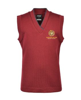 Wool Blend Vest- Crossover tip Stripe Neck