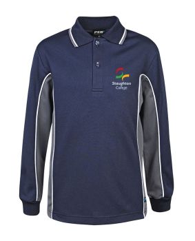 LS Mesh polo w contrast thru sleeve