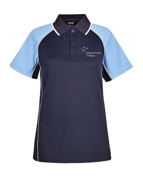 SS Ladies Raglan Polo with contrast sleeves & piping