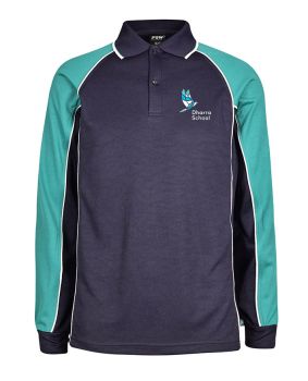  LS Polo with Raglan Sleeve and Contrast Panels