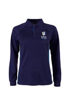 L/S Mesh Polo with Contrast Stripes