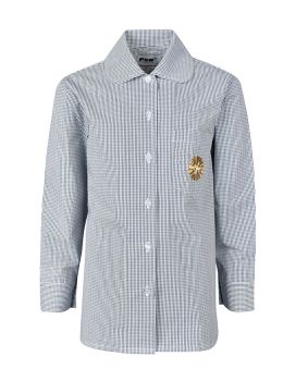 L/S Check Blouse - Peter Pan Collar