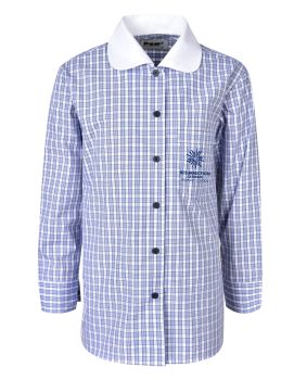 LS Check Blouse - Contrast Collar