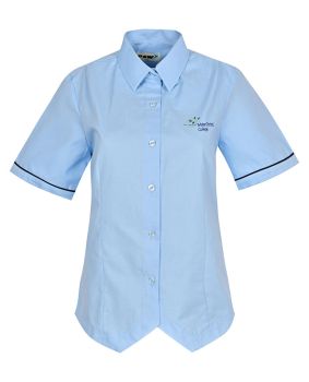 Poplin SS Blouse with piping